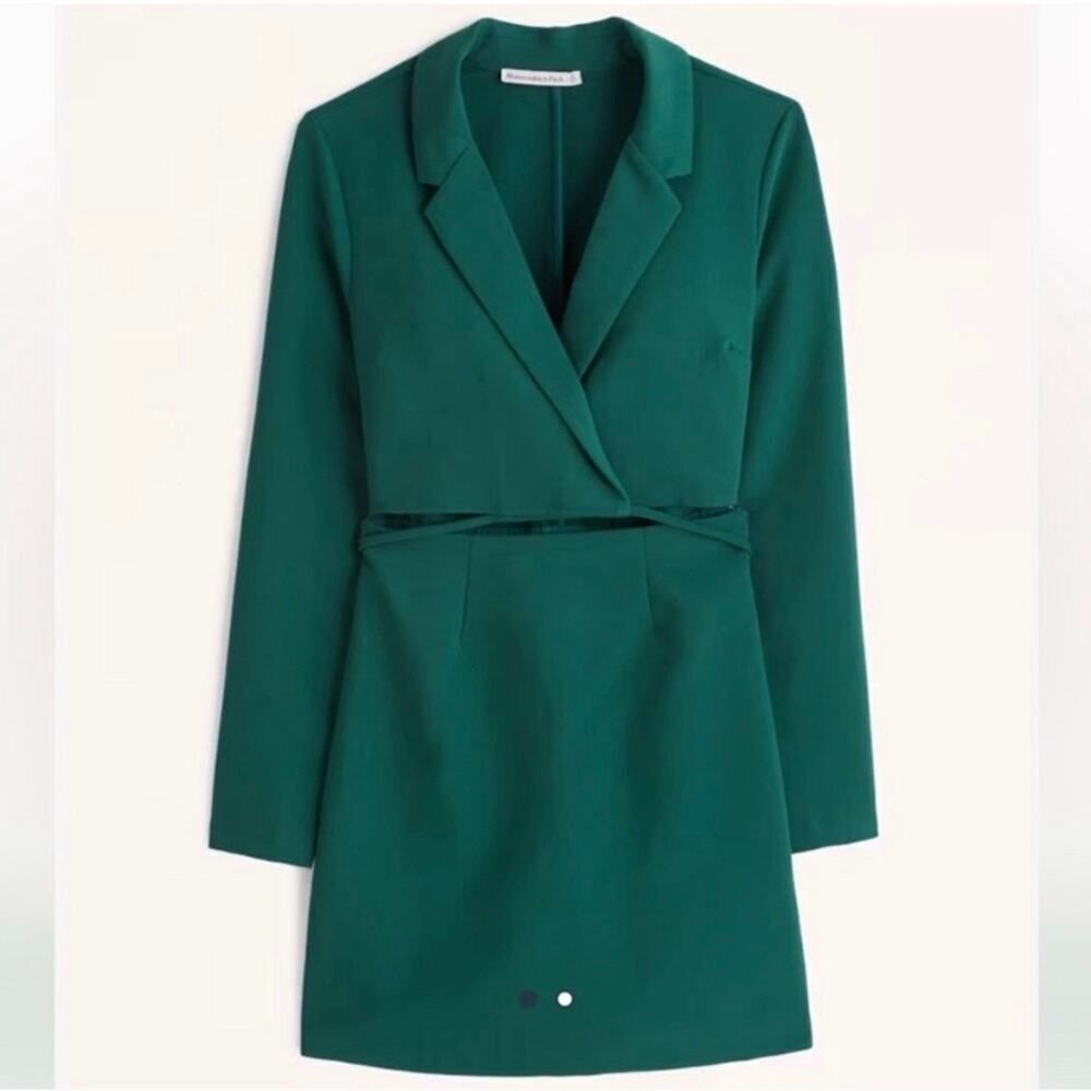 NWT‎ Abercrombie & Fitch Green Blazer Cut Out Wrap Dress Size XS Petite